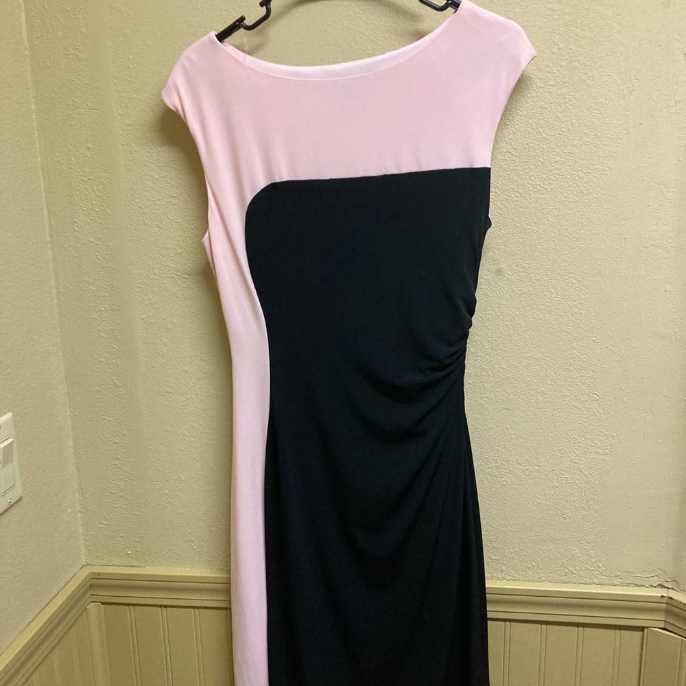 Connected Apparel Color Block Dress Size 6. Pink and Black. Body Con.
